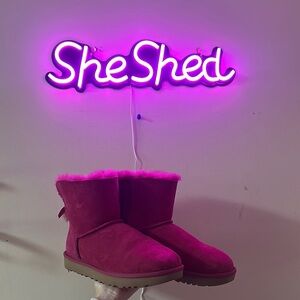 Pink Shearling Women's Boots